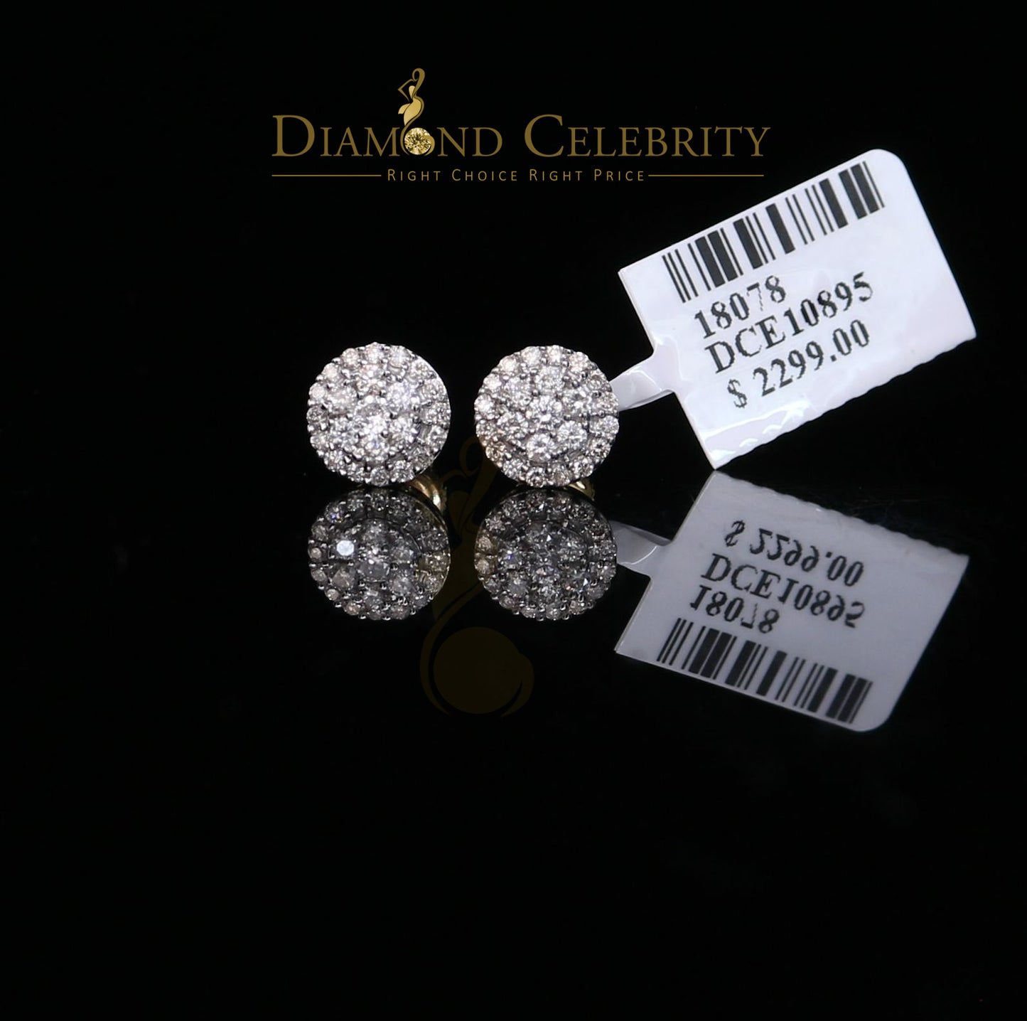 DiamondCelebritees Beautiful 10K Real Yellow Real Diamond 0.55CT Men's/Women's Stud Round Earring