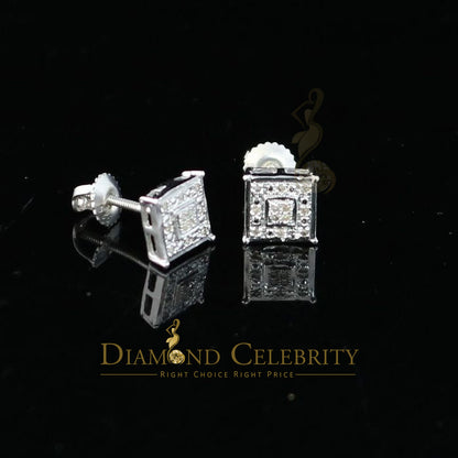 DiamondCelebritees 0.05ct Diamond 925 Sterling Silver White Stud Women's & Men's Square Earrings