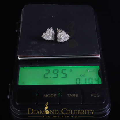 DiamondCelebritees  1.18ct Cubic Zirconia 925 White Sterling Silver Women's Hip Hop Heart Earrings