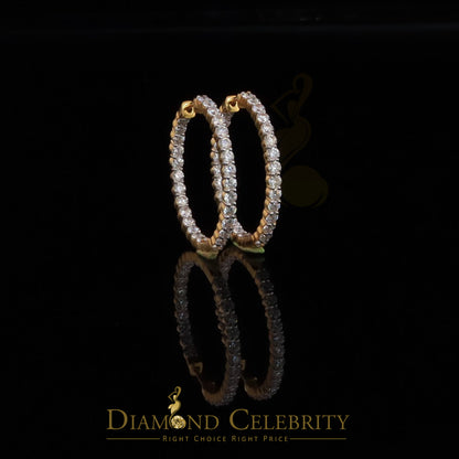 DiamondCelebritees 6.00ct Moissanite Yellow 925 Sterling Silver Women's In and Out Hoop Earrings