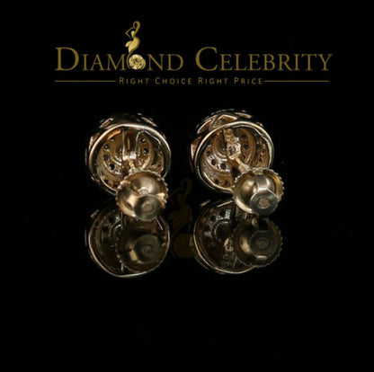 DiamondCelebritees  Yellow Sterling Silver 0.78ct Cubic Zirconia Ladies 925 Hip Hop Round Earrings
