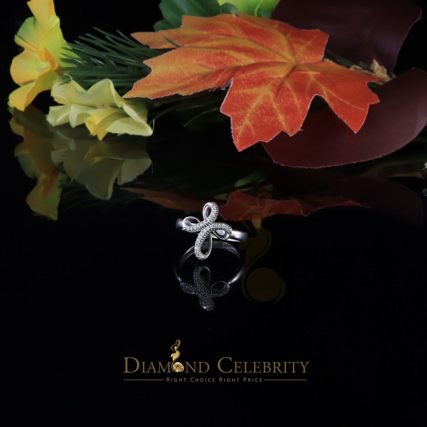 DiamondCelebritees Diamond Celbrity Cubic Zirconia 0.20ct White Silver Set Womens Cross Ring Size 7