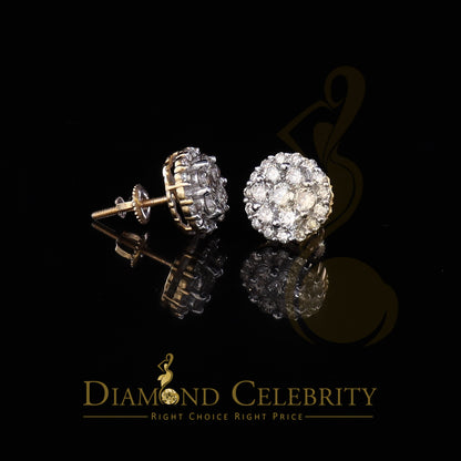 DiamondCelebritees 10K Real Yellow Gold w/Real 1.66 CT Diamond Men's/Women's Stud Earring