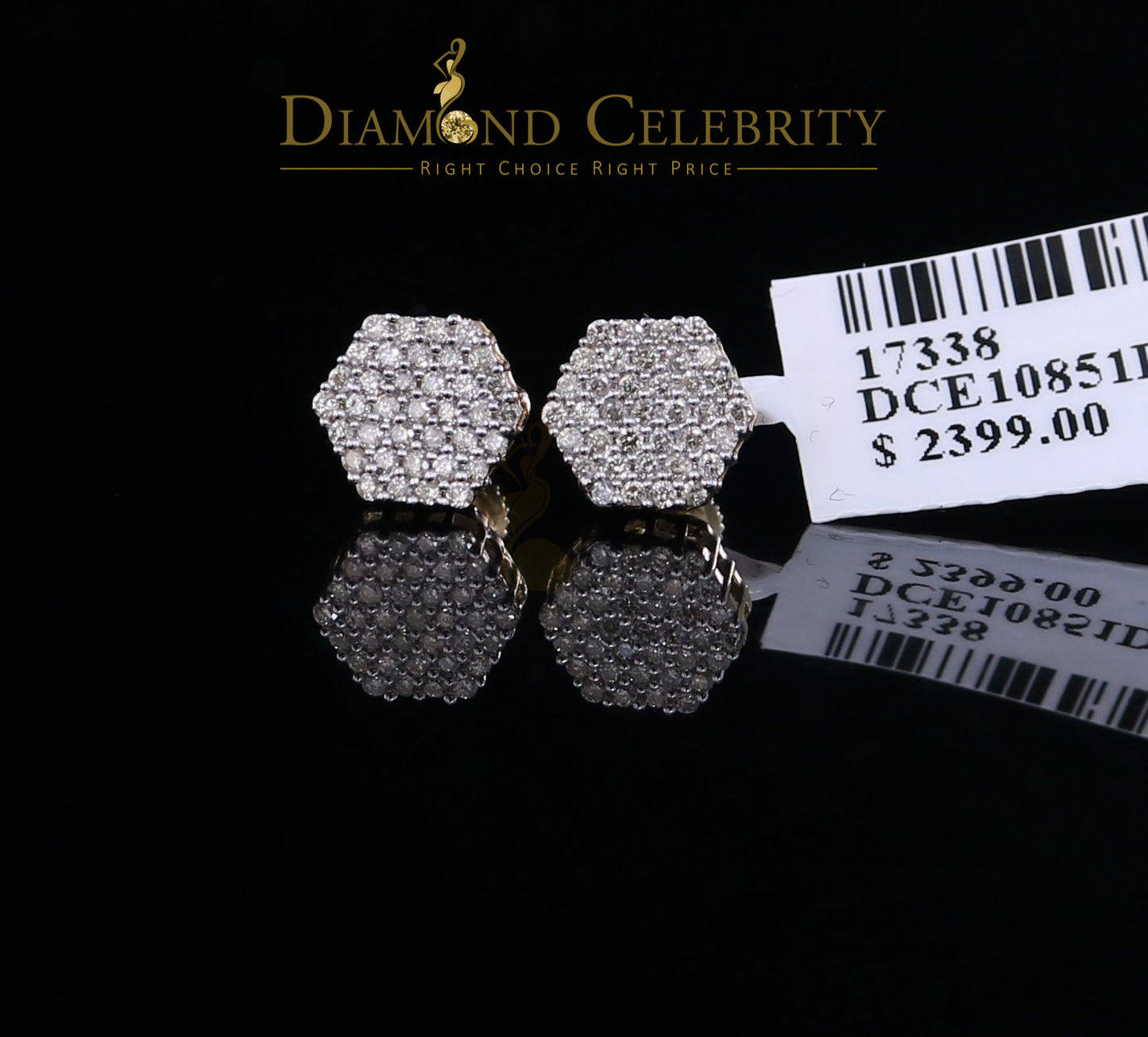 DiamondCelebritees Real Diamond 0.50CT 10K Real Yellow Gold Men's/Women's Stud Round Earring