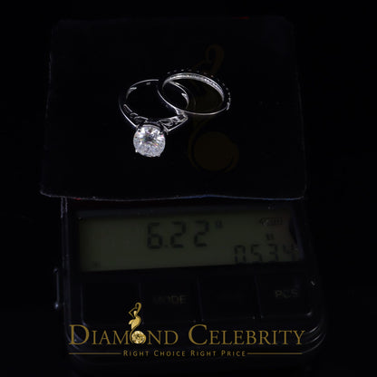 DiamondCelebritees Sterling Silver Mens/ Women Bridal Ring Oval Shape White 5.0ct Moissanite Size 8