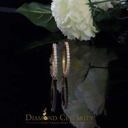 DiamondCelebritees 3.00ct Moissanite Yellow 925 Sterling Silver Women's Hoop Earrings