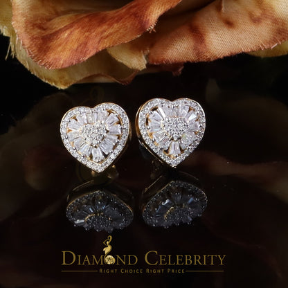 DiamondCelebritees 925 Yellow Silver 1.00ct VVS 'D' Baguette Moissanite Stud Earring Men's/Womens