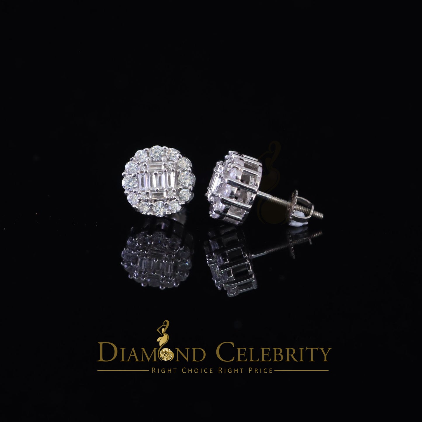 DiamondCelebritees  925 Sterling White Silver 1.98ct Cubic Zirconia Round Women's Stud Earrings