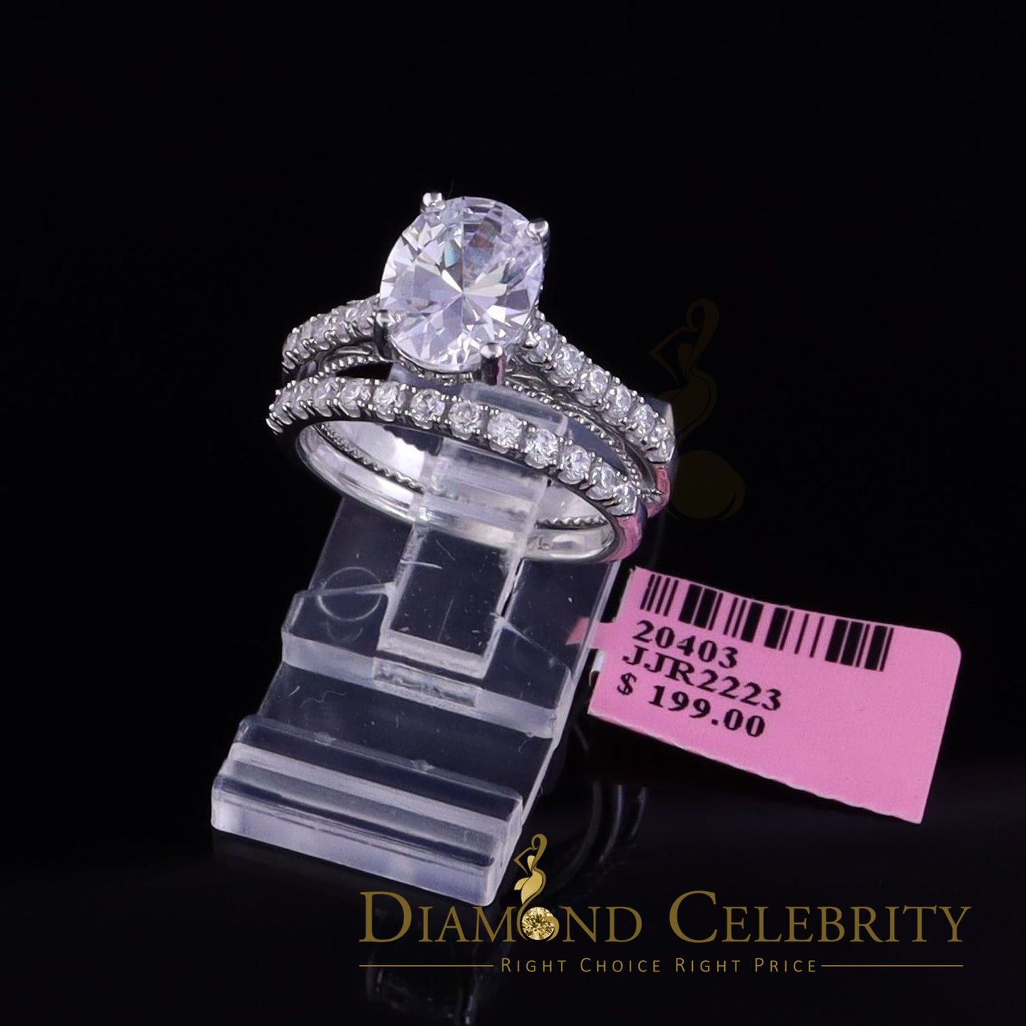 DiamondCelebritees White 5.50ct Cubic Zirconia 925 Sterling Silver Bridal Style Women's Ring SZ 7