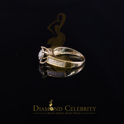 DiamondCelebritees 0.15CT Real Diamond 925 Sterling Yellow Silver Engagement Round Womens Ring SZ 7