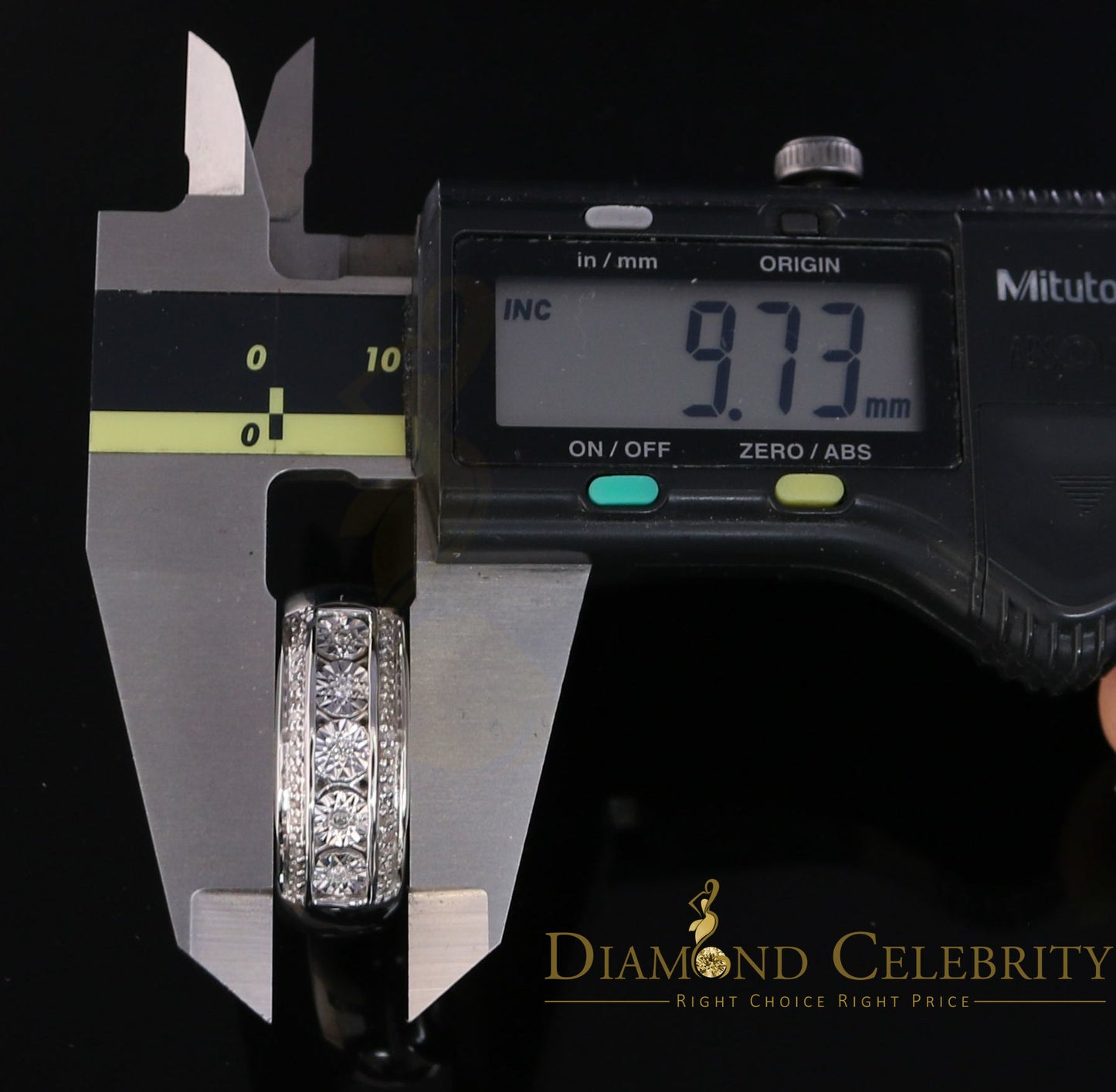 DiamondCelebritees 0.20 CT Real Diamond Men's 925 Sterling Silver White Band Big Ring Size 10.5