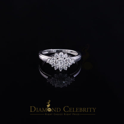 DiamondCelebritees 1.00ct Cubic Zirconia Sterling White Silver Flower Engagement Womens Ring Size 7