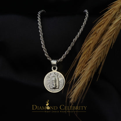 DiamondCelebritees Double Side Jesus & Gudalupe Men's/Women's Pendant Religious 925 Sterling Silver