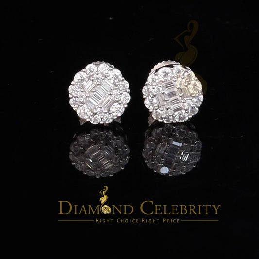 DiamondCelebritees  White 0.74ct Sterling Silver 925 Cubic Zirconia Women's Hip Hop Flower Earrings