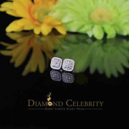 Diamondcelebritees 1.50ct Moissanite White 925 Silver Womens Round Edge Square Shape Nugget Earring