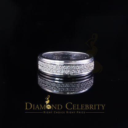 DiamondCelebritees 0.10ct Round Cut 925 Sterling Silver White Diamond Men's Wedding Band Ring SZ 11