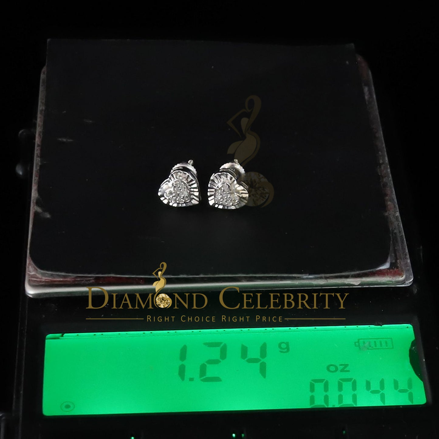 DiamondCelebritees Aretes Para Hombre Heart 925 White Silver 0.10ct Diamond Women & Men Earrings