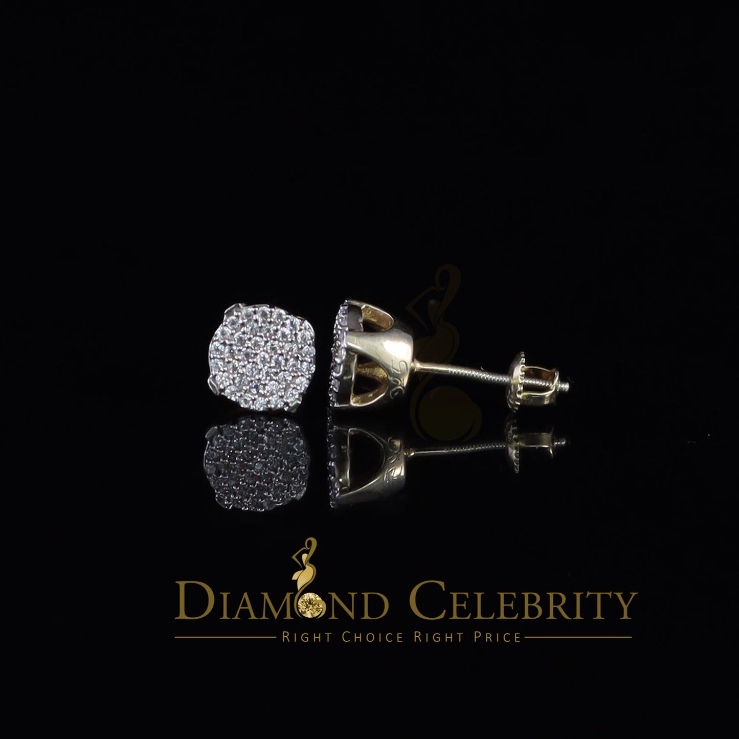 DiamondCelebritees  925 Yellow Sterling Silver 0.74ct Cubic Zirconia Round Women's Stud Earrings