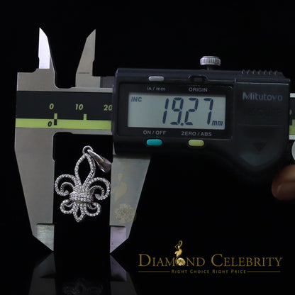 DiamondCelebritees Sterling 925 Silver Fleur de Lis White Shape Pendant with 0.93ct Cubic Zirconia