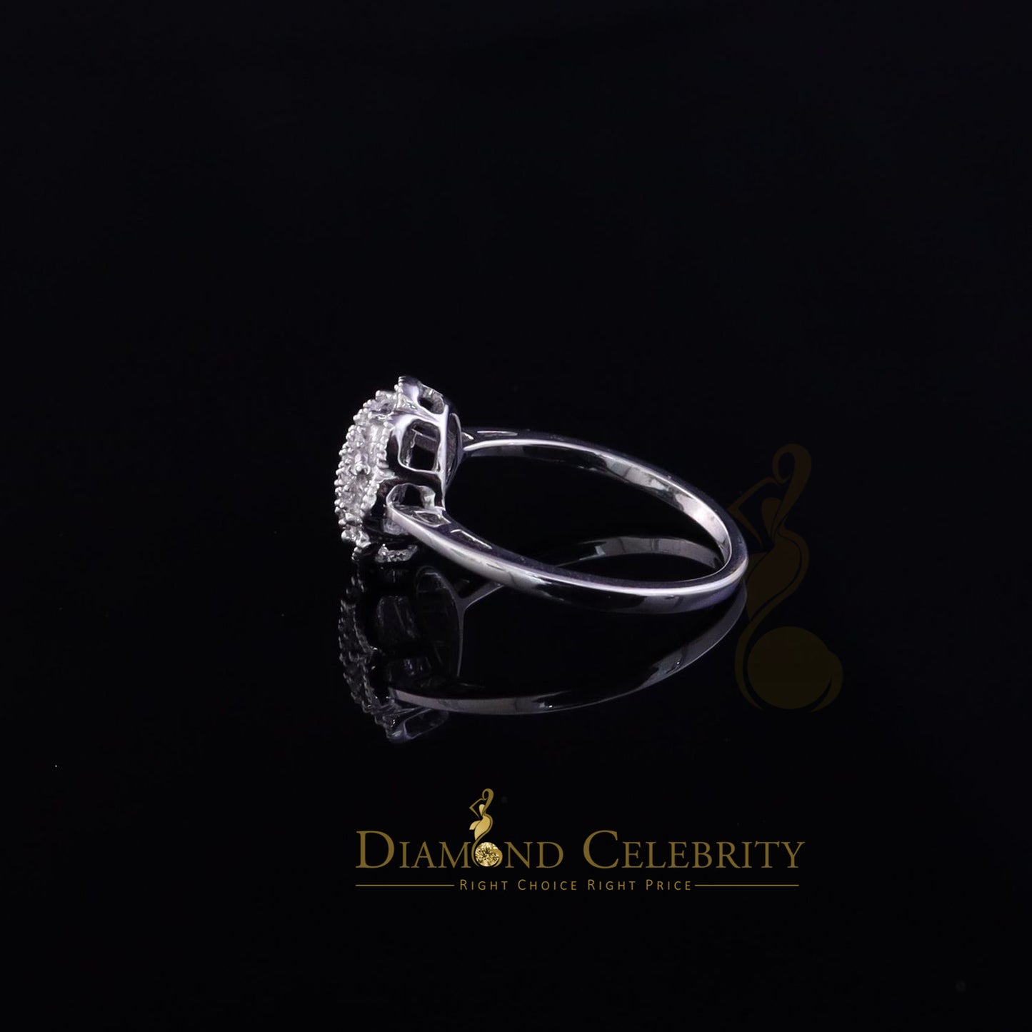 DiamondCelebritees 0.49ct Cubic Zirconia Sterling White Silver Flower Engagement Womens Ring Size 7