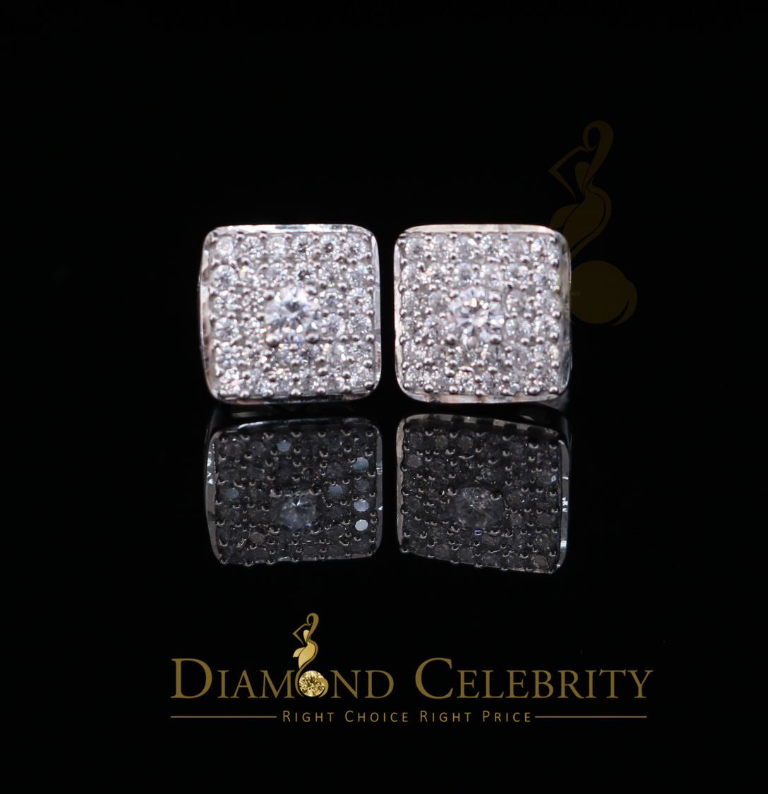 DiamondCelebritees  White 925 Silver 0.81ct Cubic Zirconia Women's & Men's Hip Hop Square Earrings
