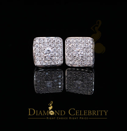 DiamondCelebritees  White 925 Silver 0.81ct Cubic Zirconia Women's & Men's Hip Hop Square Earrings