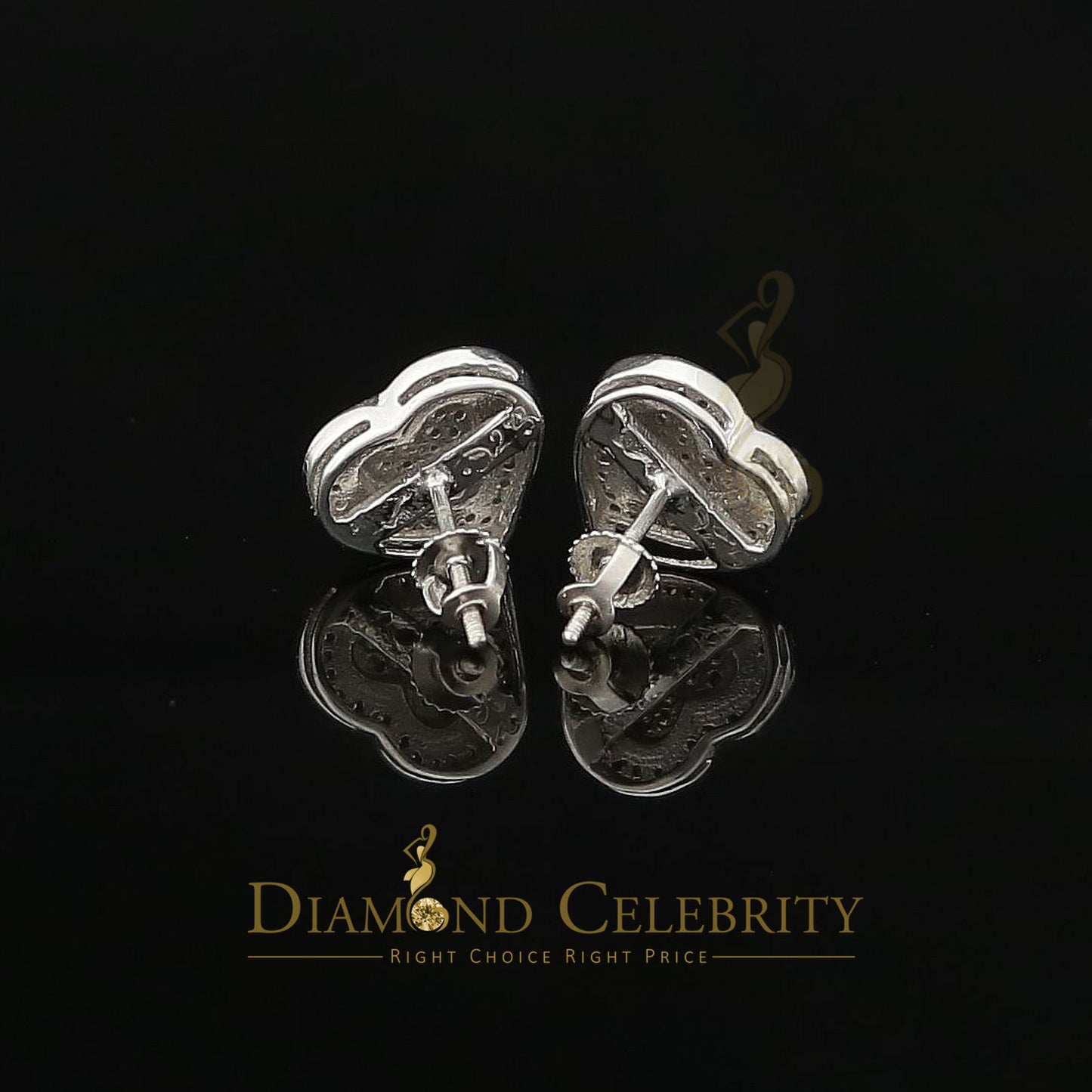 DiamondCelebritees Aretes Para Hombre Heart 925 White Silver 0.20ct Diamond Women's /Men's Earring