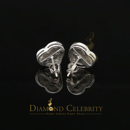 DiamondCelebritees Aretes Para Hombre Heart 925 White Silver 0.20ct Diamond Women's /Men's Earring