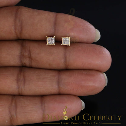 DiamondCelebritees 0.05ct Diamond Collection Yellow 925 Sterling Silver Women & Men Square Earrings