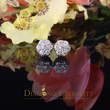 Diamondcelebritees 925 Silver White 1.50ct VVS 'D' Men's & Womens Moissanite Floral Stud Earrings