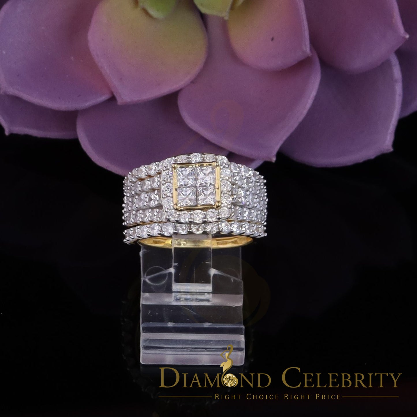 DiamondCelebritees 925 Sterling Yellow Square 2.08ct Cubic Zirconia Silver Wedding Womes Ring SZ 6