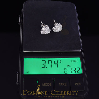 DiamondCelebritees  925 Sterling White Silver 1.64ct Cubic Zirconia Heart Women's Stud Earrings