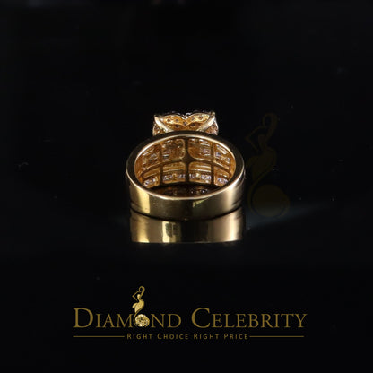 DiamondCelebritees Women's Cinderella Heart Ring Yellow 925 Silver 1.00ct VVS D Moissanite SZ7