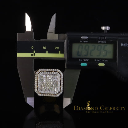 DiamondCelebritees Men's 925 Sterling Silver 6.50ct VVS 'D' Moissanite Square Yellow Rings SZ 10