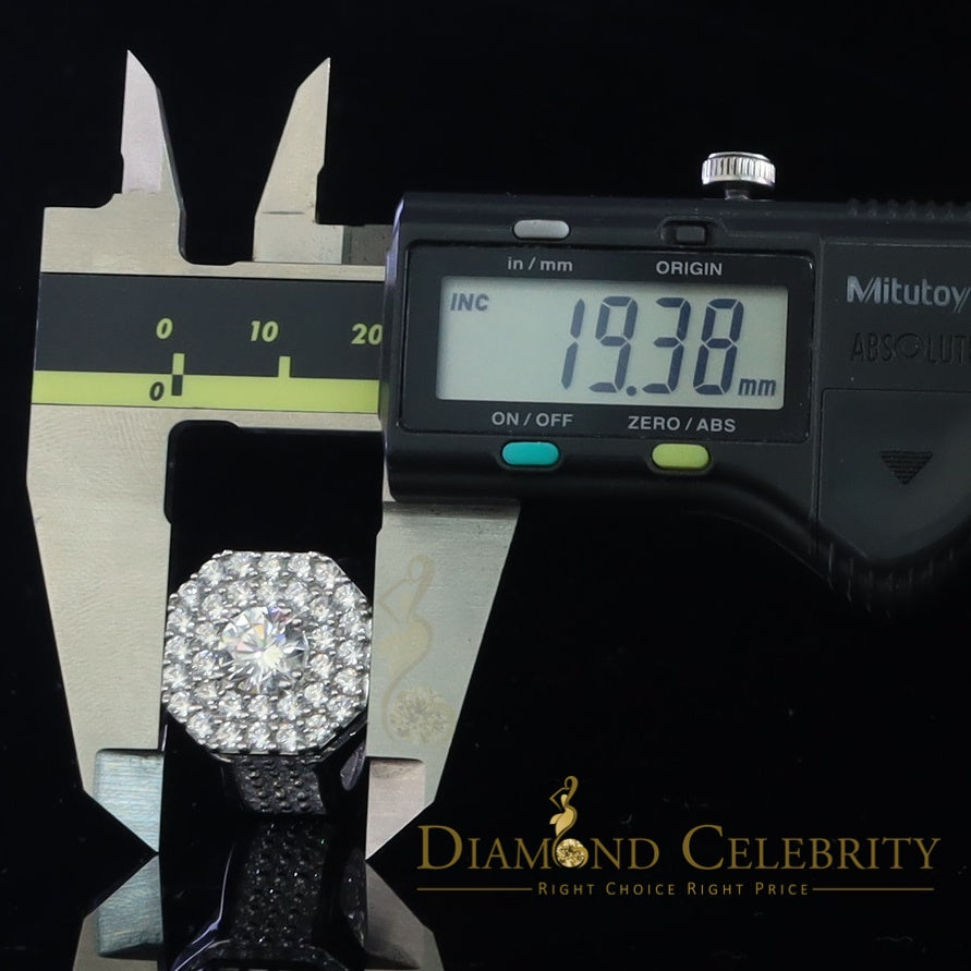DiamondCelebritees 925 SilverJewelry White 16.0ct Cubic Zirconia Wide Octagon Men's Ring Size 9.5