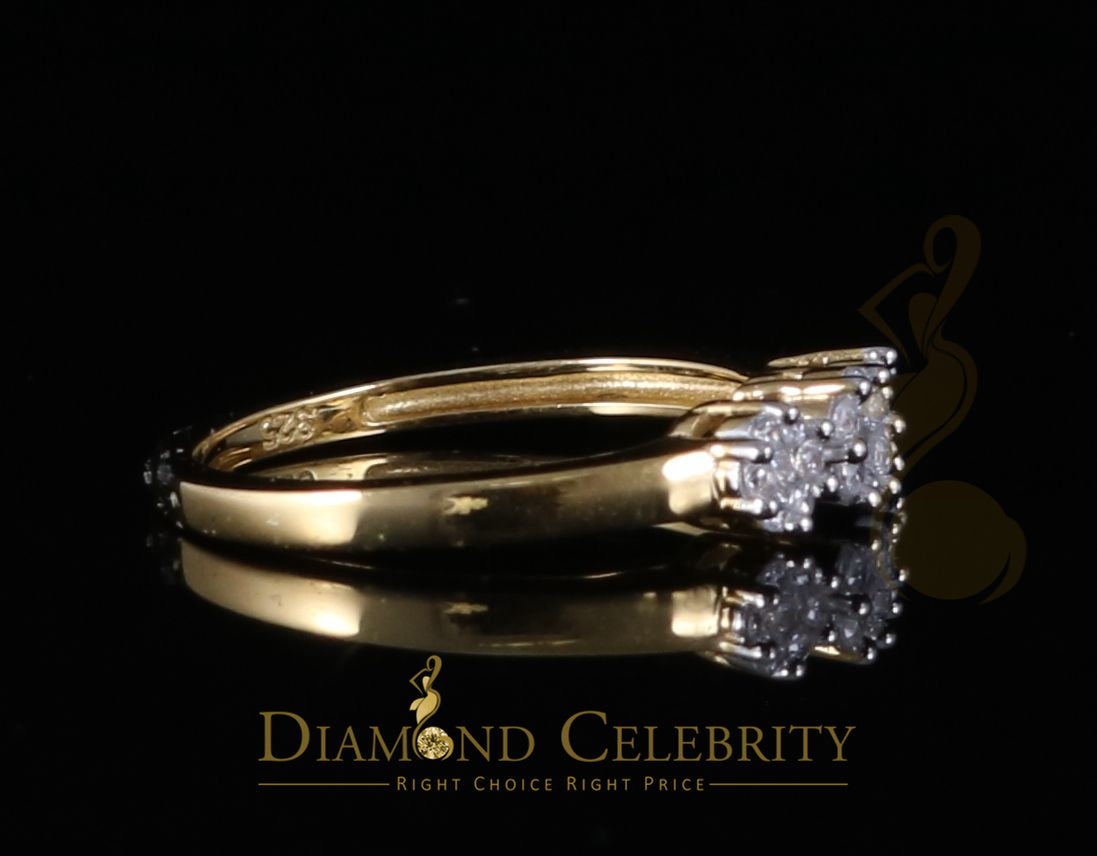 DiamondCelebritees 925 Yellow Silver Cubic Zirconia 1.25 ct Past Present Future Womens Ring Size 6