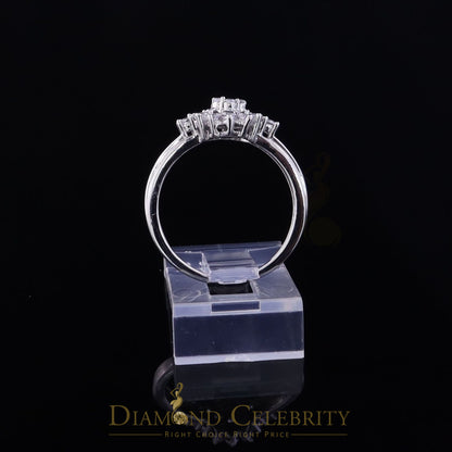 DiamondCelebritees 1.00ct Cubic Zirconia Sterling White Silver Flower Engagement Womens Ring Size 7