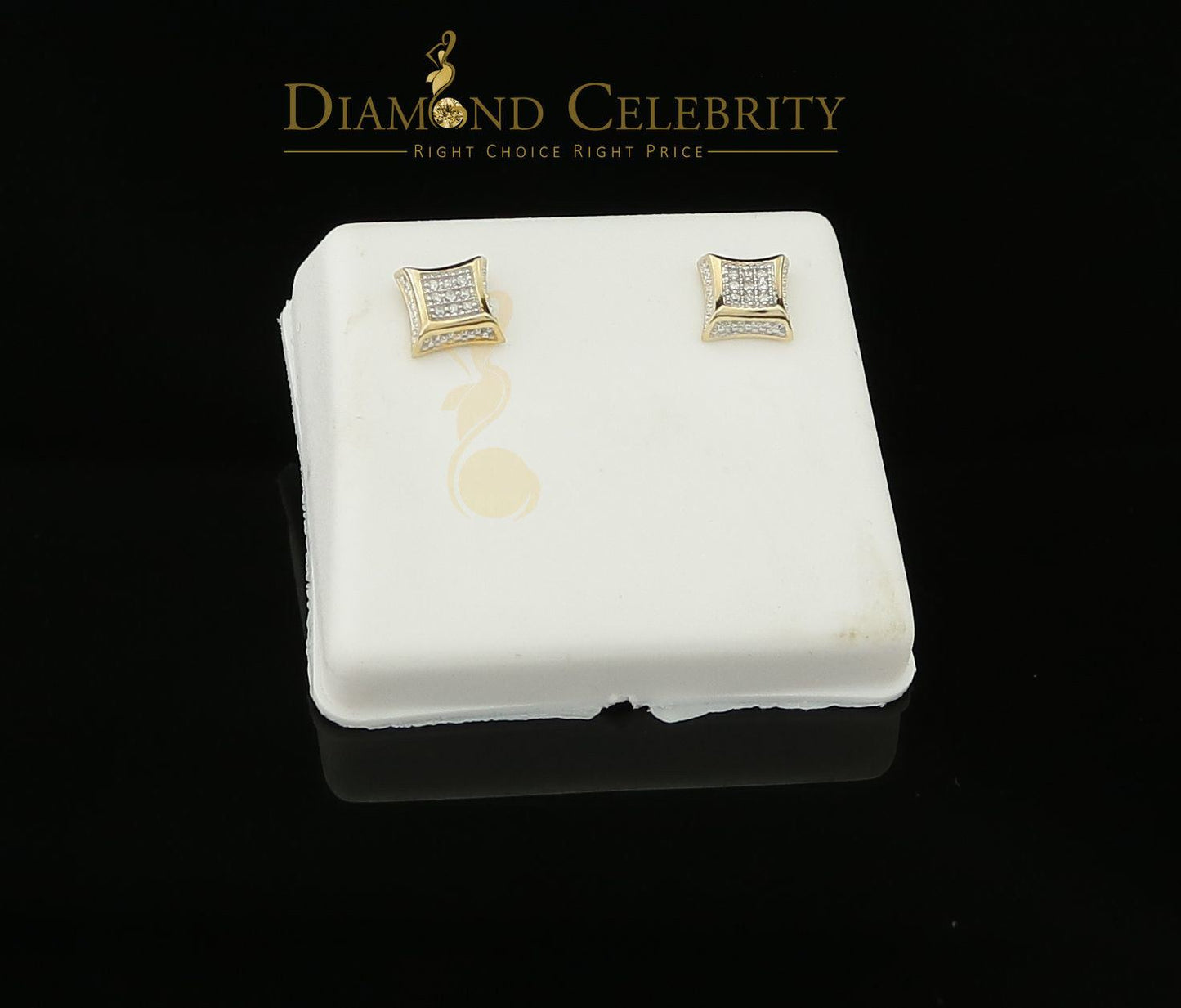 DiamondCelebritees 10K Yellow Real Gold with Real 0.05CT Diamond Men's /Ladies Stud Earring