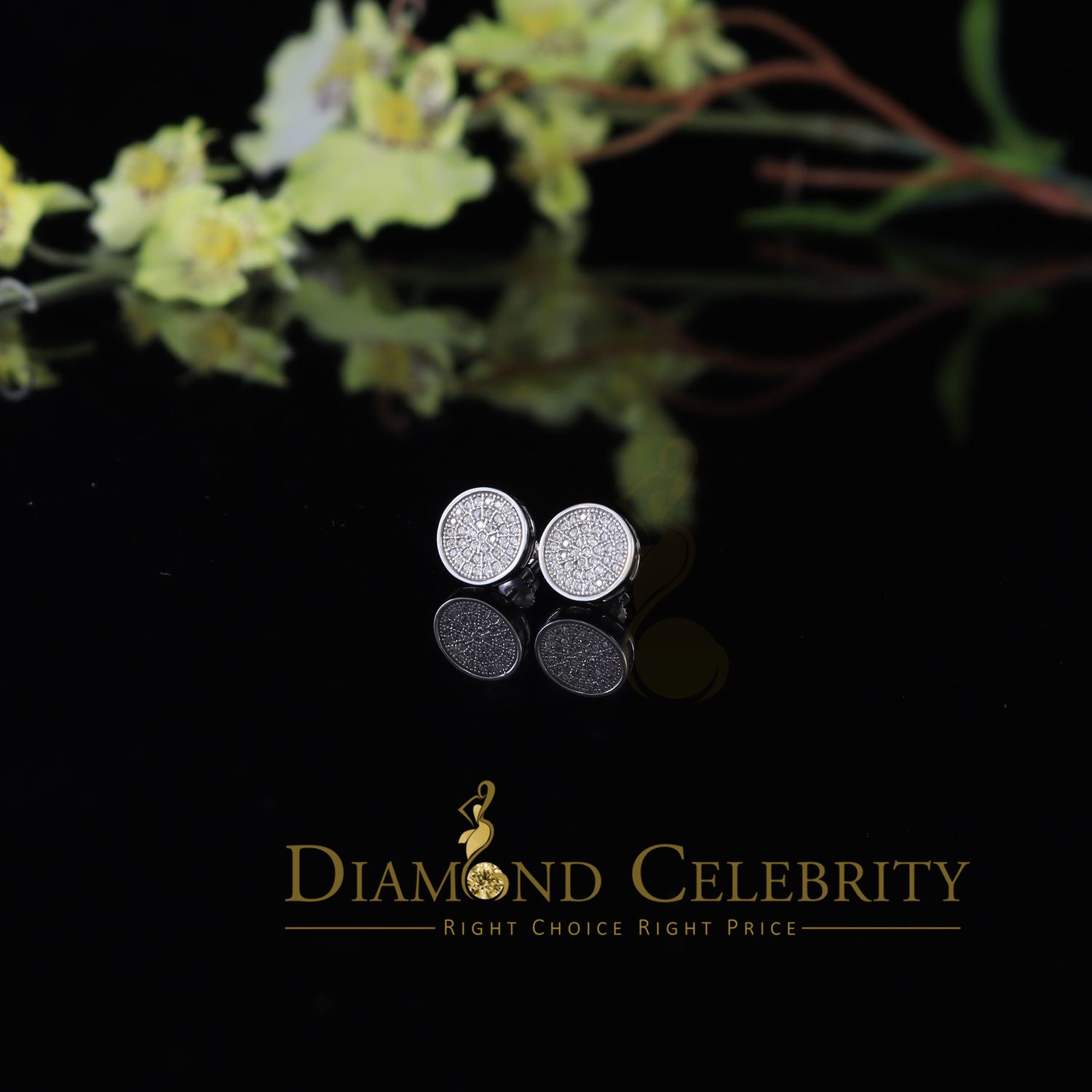 DiamondCelebritees  0.78ct Cubic Zirconia 925 White Silver Women's & Men's Hip Hop Round Earrings