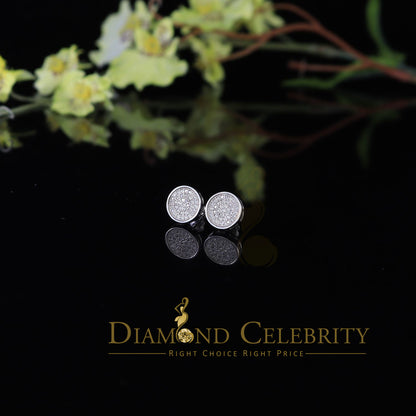 DiamondCelebritees  0.78ct Cubic Zirconia 925 White Silver Women's & Men's Hip Hop Round Earrings