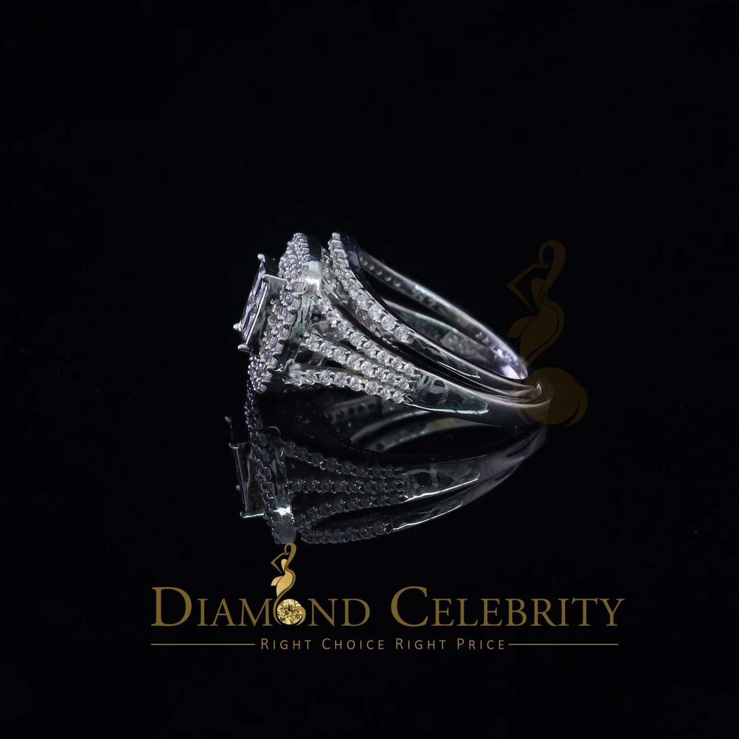 DiamondCelebritees 4.00ct Cubic Zirconia Sterling White Silver Round Engagement Women's Ring Size 8