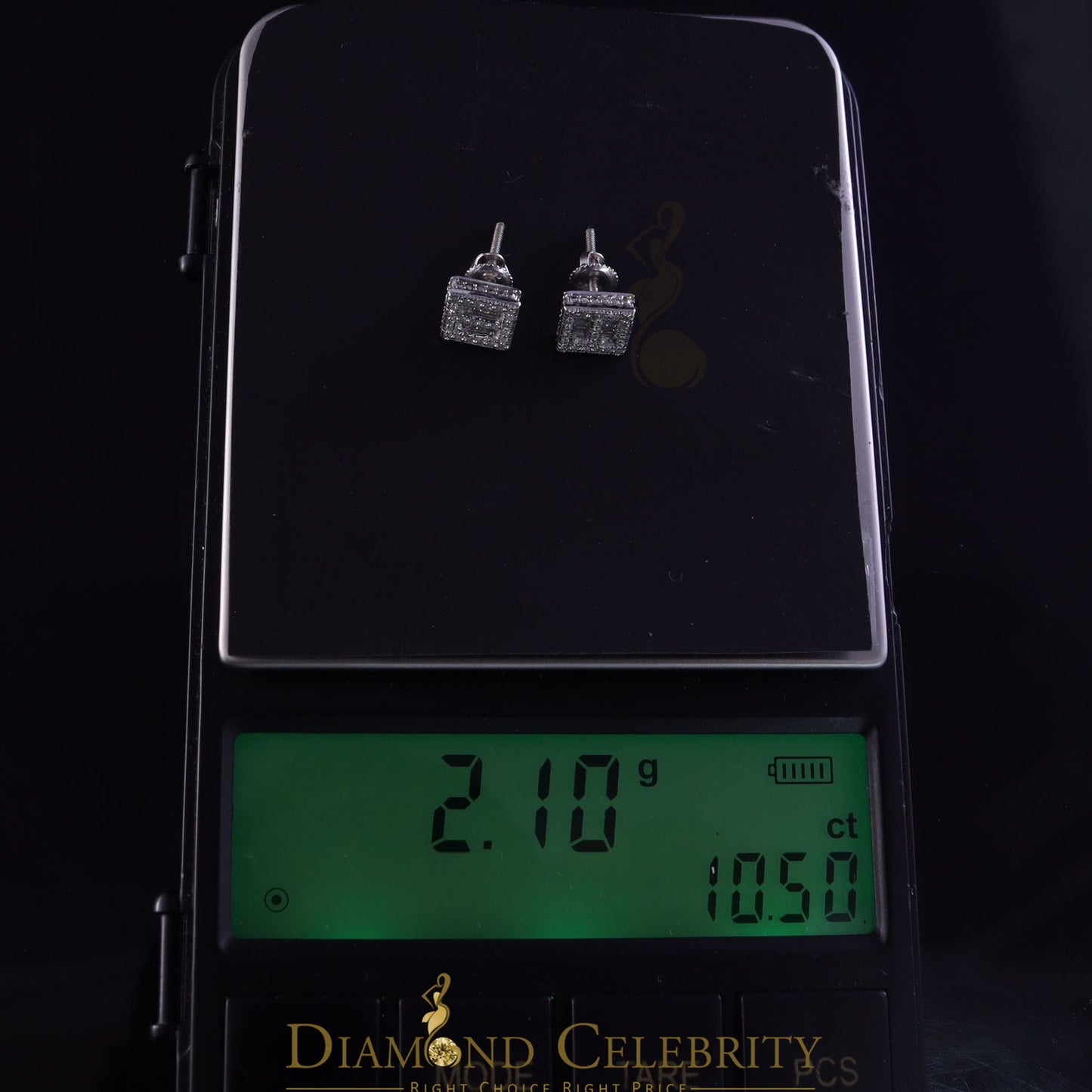 DiamondCelebritees  925 Sterling White Silver 1.03ct Cubic Zirconia Square Women's Stud Earrings