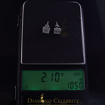 DiamondCelebritees  925 Sterling White Silver 1.03ct Cubic Zirconia Square Women's Stud Earrings