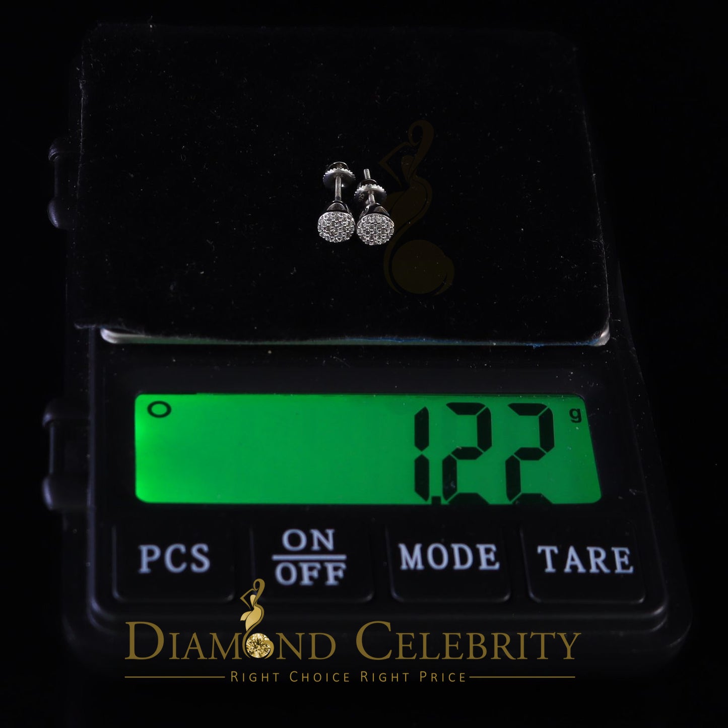 DiamondCelebritees  925 White Silver Aretes Para Hombre 0.30ct Cubic Zirconia Women's Round Earrings