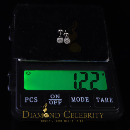 DiamondCelebritees  925 White Silver Aretes Para Hombre 0.30ct Cubic Zirconia Women's Round Earrings