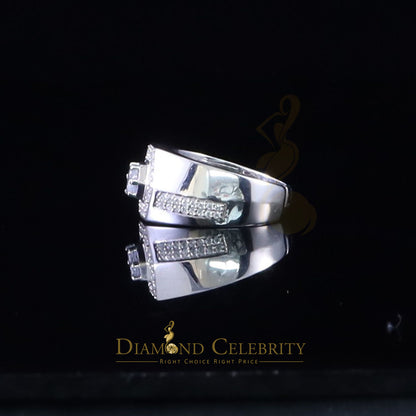 DiamondCelebritees 925 White Sterling Silver Cubic Zirconia 2.44ct Men Adjustable Ring Size 8 to 10