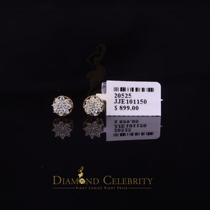 DiamondCelebritees 0.50ct Vvs 'D' Color Genuine Moissanite FLORAL Earrings 10k Real Yellow Gold