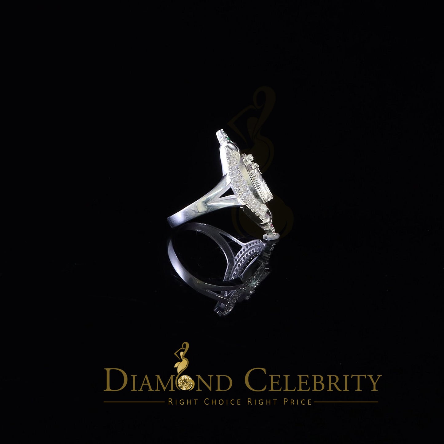DiamondCelebritees White CZ 925 Sterling Silver Catholic St Jude Fancy Women's Religious Ring SZ 7