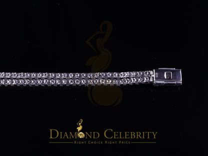 Diamondcelebritees  Tennis Bracelete 4mm Thick 8" Long 15ct Moissanite White 925 Silver Round 2Row