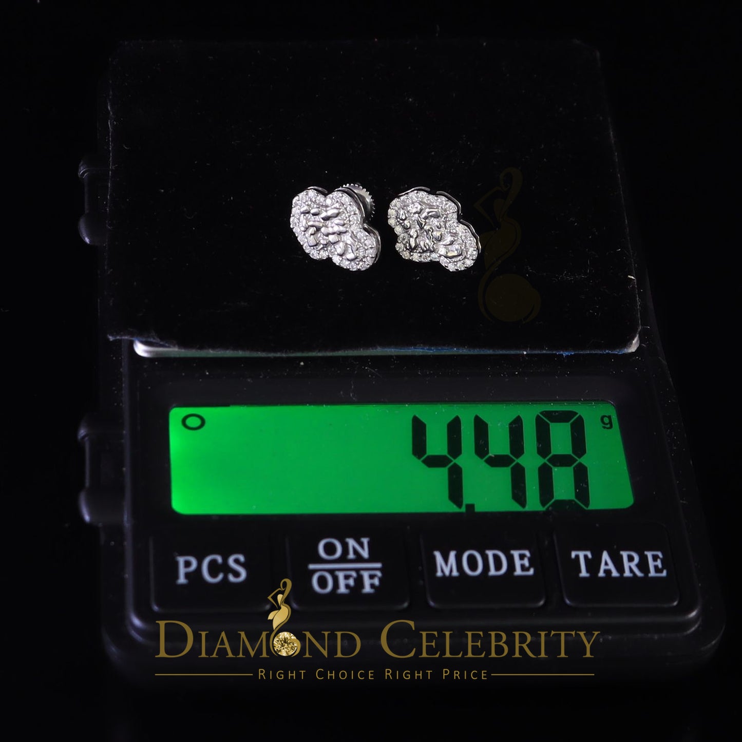 Diamondcelebritees 1.50ct Moissanite White 925 Sterling Silver Women's Nugget Earrings